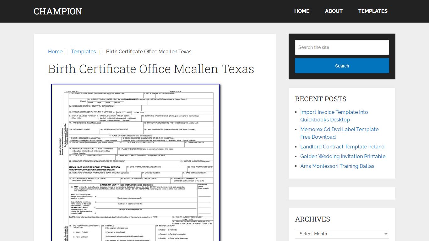 Birth Certificate Office Mcallen Texas – champion